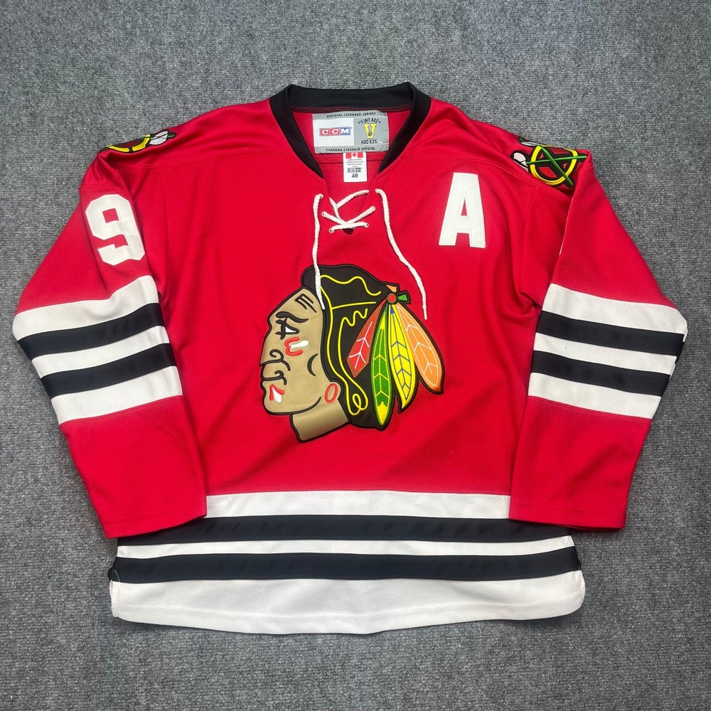 CCM Chicago Blackhawks Bobby Hull #9 Vintage Hockey Jersey Red Size 48 Mens